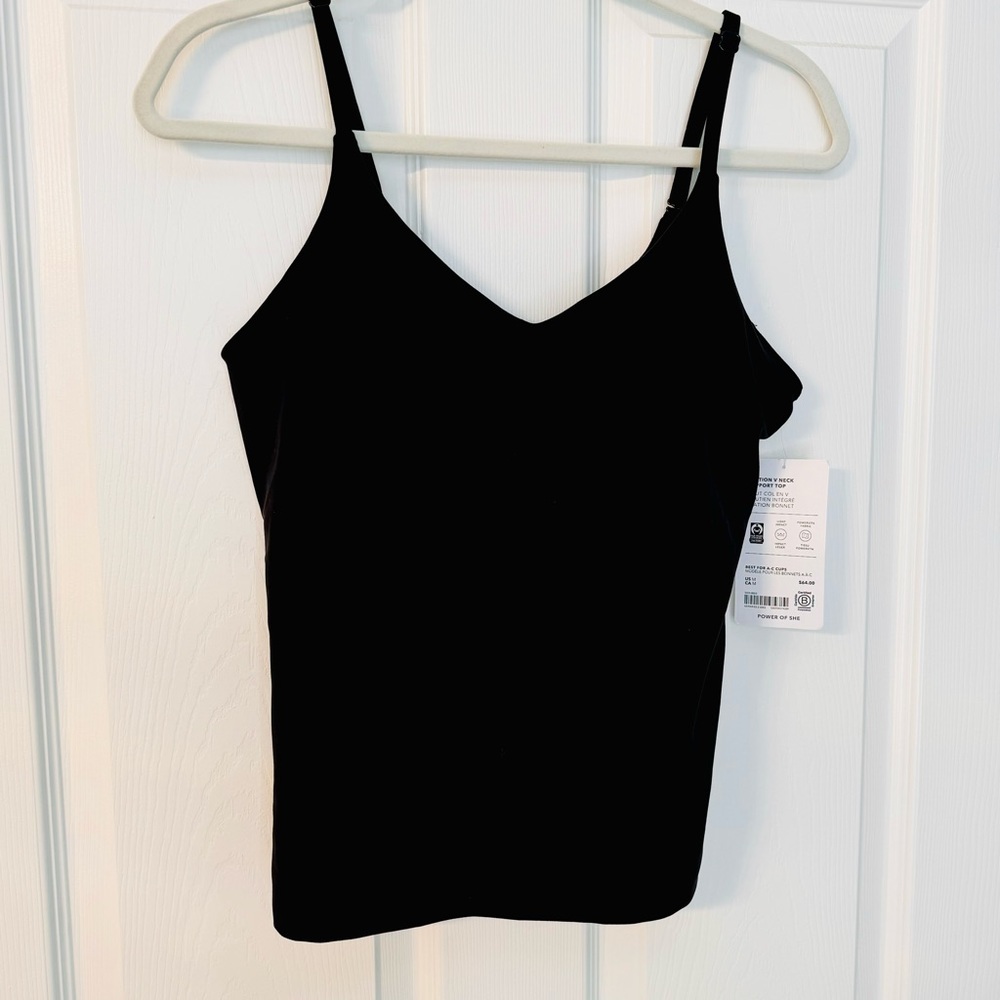 ATHLETA ELATION V-NECK BUILT-IN BRA TANK A-C, SIZE MEDIUM